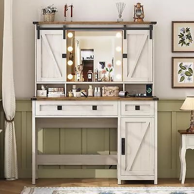 41  Sliding Door Makeup Vanity With Charging Station Vanity Table With Drawers • $229.99