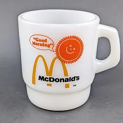 VTG Fire King Milk Glass Anchor Hocking McDonald's  Good Morning  Mug • $21.97