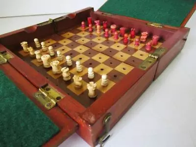 Antique Whittington Travel Chess Set Jaques Style And Orig Box-board • £120