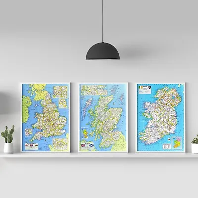 Map Of England Scotland  Ireland Wall Art Travel Poster Print - A5 A4 A3 A2 A1 • £8.99