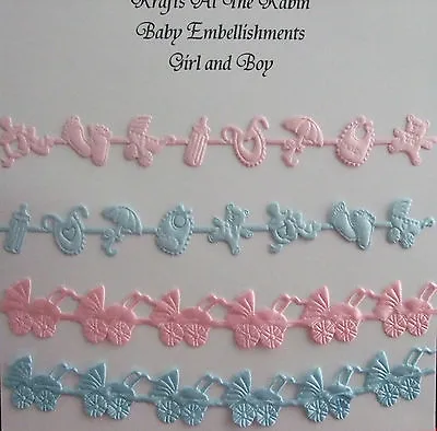 2 X 28pcs Baby Embellishments Blue/Pink For Cardmaking/scrapbooking And Crafts • £3.95