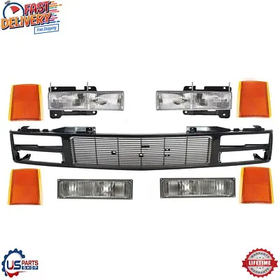 Grille + Headlight Kit Set Of 9 For 1988-1993 GMC C1500 C2500 C3500 K1500 K2500 • $250.36