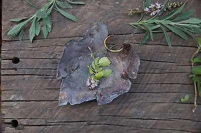 Antique 1930s Art Deco Bronze McClelland Barclay Stemmed Grape Leaf Dish Desk Dé • $145