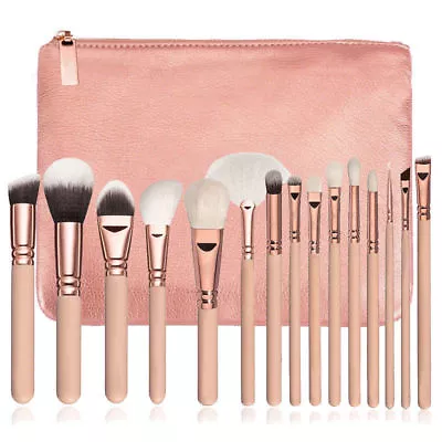 15 PCS Professional Cosmetic Eyebrow Shadow Makeup Brush Set Kit Pouch Bag • $21.95