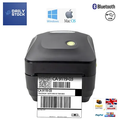 £89.99 • Buy Thermal Label Printer 4x6 150x100mm Bluetooth Windows& Mac Royal Mail Hermes 6x4