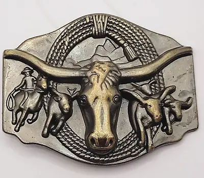 LONGHORN Western COWBOY Rancher 3 Dimensional Belt Buckle Vintage 1990s • $13.95