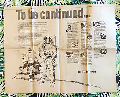 Vtg NY TIMES APOLLO 11 GENERAL ELECTRIC Advertisement & More Full Dbl Page 1969 • $9.99