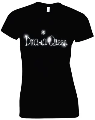 DRAMA Queen Ladies Crystal T Shirt  - Hen Night - 60s 70s 80s 90s All Sizes • £9.99