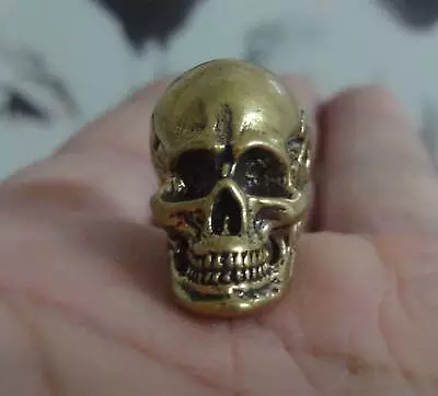 Vintage Style Solid Brass Copper Cool Skull Statue Sculpture Pendant • $9.60