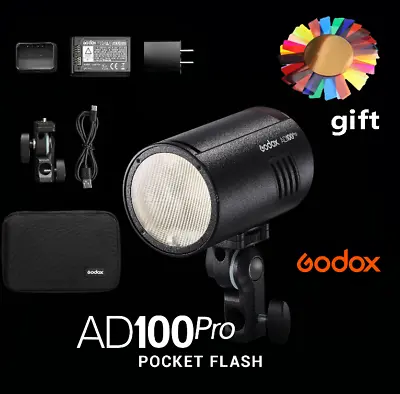 Godox AD100Pro TTL 2.4G HSS Camera Pocket Flash Light + Color Filt Accessories • $380