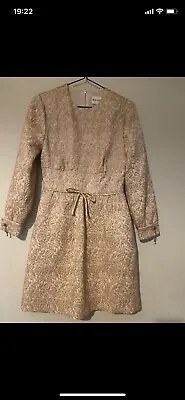 £25 • Buy Reiss Melanie Gold Jacquard Party Dress Size 8