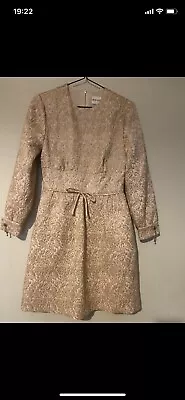 £25 • Buy Reiss Melanie Gold Jacquard Party Dress Size 8