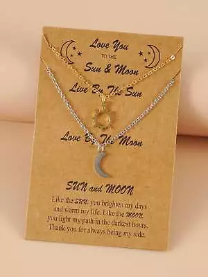 2pcs Couple Sun & Moon Charm Necklace For Couples Friendship Necklace Creative • $5.32