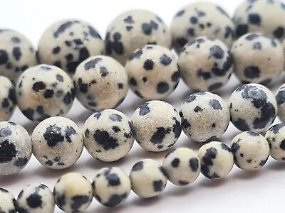 £4.28 • Buy Dalmatian Jasper Gemstone Beads Round Dots Ball Selection 4/6/8/10mm