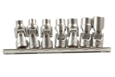 UJ Universal Joint Socket Set 1/4 Drive 7pc 5mm - 10mm Chrome Vanadium On Rail • £25.27