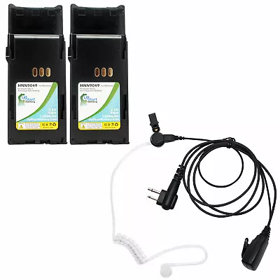 2 Pack Battery & Earpiece W/ PTT Mic For Motorola Motorola P1225 • $44.99