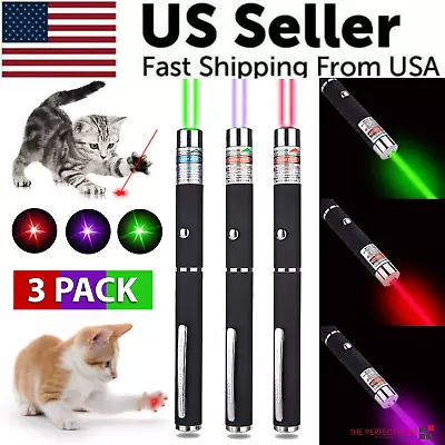 3 Packs 900Mile Laser Pointer Pen Green Blue Red Light Visible Beam Lazer • $9.89