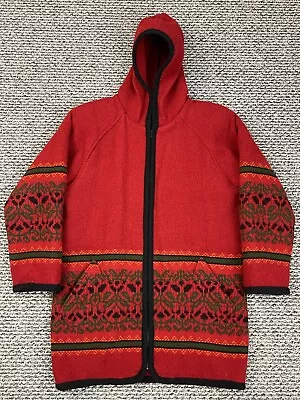 Vintage Woolrich Navajo Jacket Womans M Red Indian 90s Chimayo Full Zip Hooded • £69.40