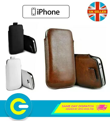 Soft Faux Leather Pull Tab Case For IPhone 13 12 11 Mini Pro Max XS XR X 8 7 6S • £3.03