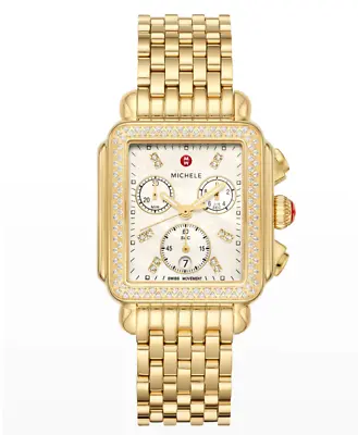 New Michele Deco Gold Diamond Bracelet Ladies Watch MWW06A000777 • $2444