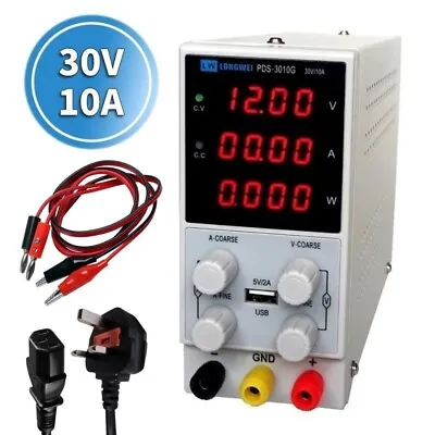 Adjustable Power Supply 30v 10a Digital Led Fine Coarse Variable Precision Lab • £46.99