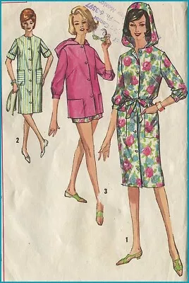 60s Vtg Hooded Beach Shirt Coat-Dress Shorts Simplicity 4932 Pattern Sz 12 B 32 • $3.50