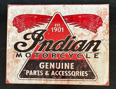 Vintage Look Tin Sign Indian Motorcycle Genuine Parts & Accessories • $25