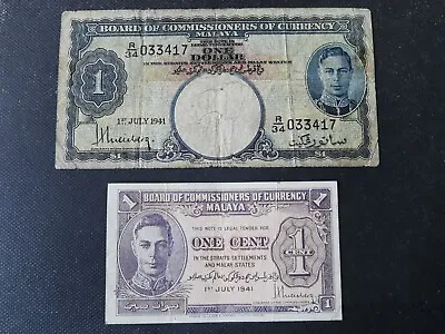 £3.49 • Buy Malaya - One Dollar & One Cent Banknotes 1st July 1941 George VI Issue. 