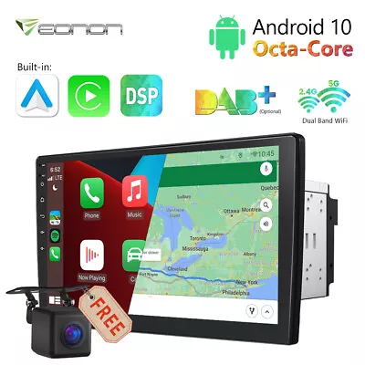 CAM+Double 2DIN 10.1  Android Auto 8-Core Car Radio Stereo Bluetooth GPS CarPlay • $233.59
