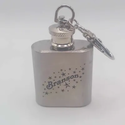 Branson Stainless Steel Mini Hip Flask Keyring Screw Cap Pocket Keychain READ • $6.95