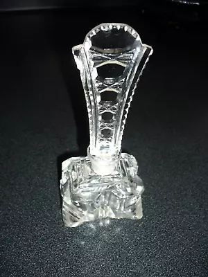 Vintage Antique~Czech Cut Crystal Clear Perfume Bottle With Art Deco Stopper • $64.99