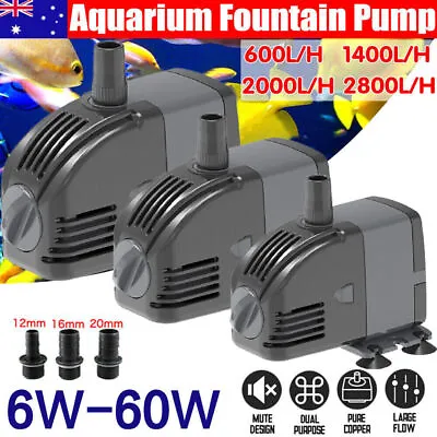 $16.09 • Buy Adjustable Flow Aquarium Pump Water Submersible Fish Tank Fountain Pond Marine 