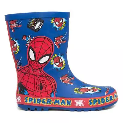 Spiderman Boys Wellies Blue Kids Girls School Wellington Boots SIZE • £7.99