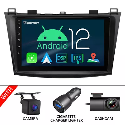 CAM+DVR+For Mazda 3 2010-2013 Android Auto 12 9  Car Stereo Radio GPS Nav No DVD • $250.02