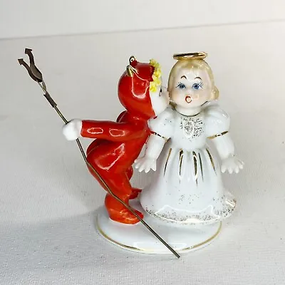 Broken Vintage Figurine Lefton Angel Devil Saint Sinner 1950s Porcelain 3” As Is • $38.66