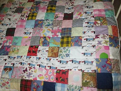 Hand Made Childs Patchwork Quilt43  X 43 Sausagedogs/unicorn Etc All New Fabrics • £20