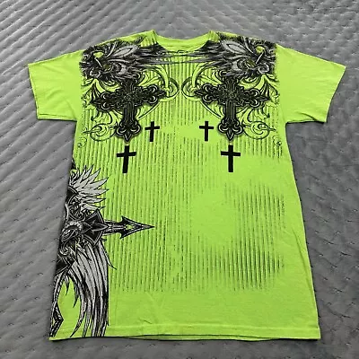 VINTAGE MMA Elite Shirt Mens Medium Green Martial Arts Short Sleeve Skull Grunge • $34.44