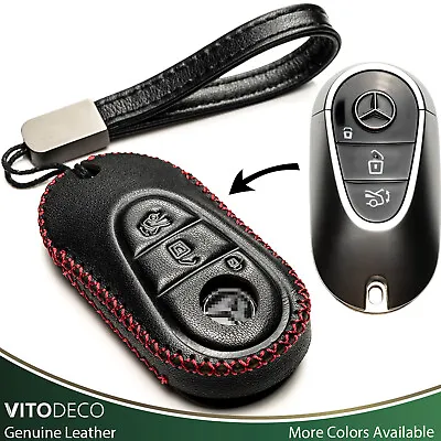 Vitodeco 3-Button Leather Key Fob Case For 2023 Mercedes-Benz C-Class S-Class • $15.99