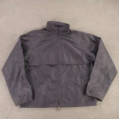 VINTAGE Eddie Bauer Jacket Mens Large Gray 100% Nylon Windbreaker Vented Hooded • $34.97