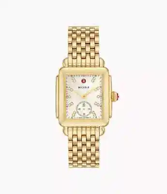 Michele Mww06v000004 Deco Mid 18k Gold Diamond Markers Mop Dial Watch • $1445.85