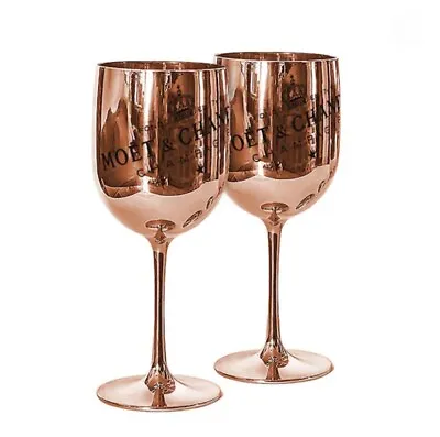 Set Of 2 Moet & Chandon Champagne Shiny Rose Gold Acrylic Goblet Glass • $26.06