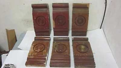 6 Antique Large Pine Plinth / Rosette Door Window Wood Blocks Bulls Eye Salvaged • $34.95