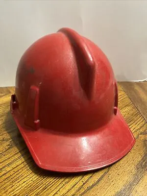 Vintage MSA Topguard Red Fire Fighter Hard Hat Helmet Safety Mines  • $39.99