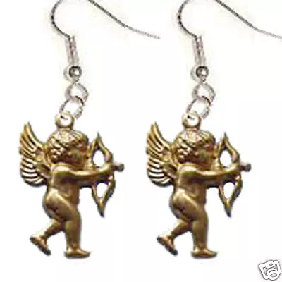 Vintage Celestial CUPID CHERUB ANGEL BOW ARROW EARRINGS Valentine Funky Jewelry • $6.97