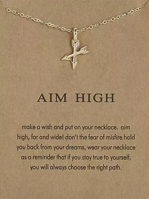 New Woman's Sentimental Aim High Make A Wish Arrow Pendant Necklace With Card  • $7.50