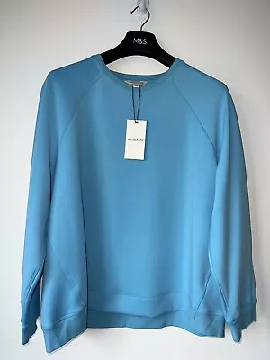 M&S Autograph Crew Neck Turquoise Blue Luxury Scuba Sweatshirt Sz UK 20 • £20