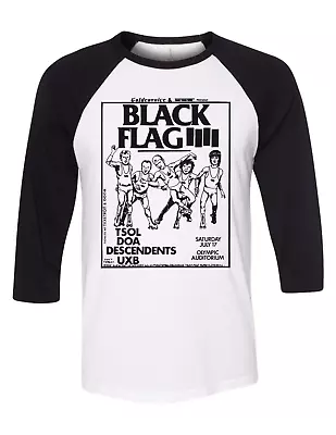 $16.99 • Buy BLACK FLAG Vintage Concert Poster Shirt Flyer Punk Raglan Tsol Doa Decendents