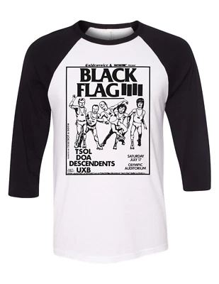 $16.99 • Buy BLACK FLAG Vintage Concert Poster Shirt Flyer Punk Raglan Tsol Doa Decendents