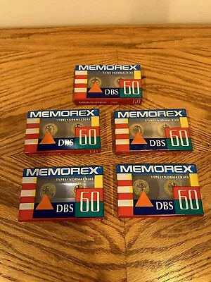 Lot Of 5 Memorex 60 DBS Blank Cassette Audio Tapes - Vintage Sealed • $15.99