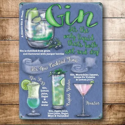 Gin Cocktails Drink Recipes Party Bar Pub Club Gift Quality Fridge Magnet • £2.95